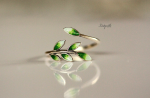 Silber Ring Blätter / Sterling Silber Ast Blätter emailliert / Geschenk für Sie / Natur Ring / floraler Ring / Wald Schmuck / Wunderwald